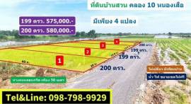 บ้านสวน วิวท้องนา ที่ดินคลอง10 รังสิต ปทุมธานี 200 ตรว.  580,000.-เท่านั้น