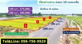 บ้านสวน วิวท้องนา ที่ดินคลอง10 รังสิต ปทุมธานี 200 ตรว.  580,000.-เท่านั้น